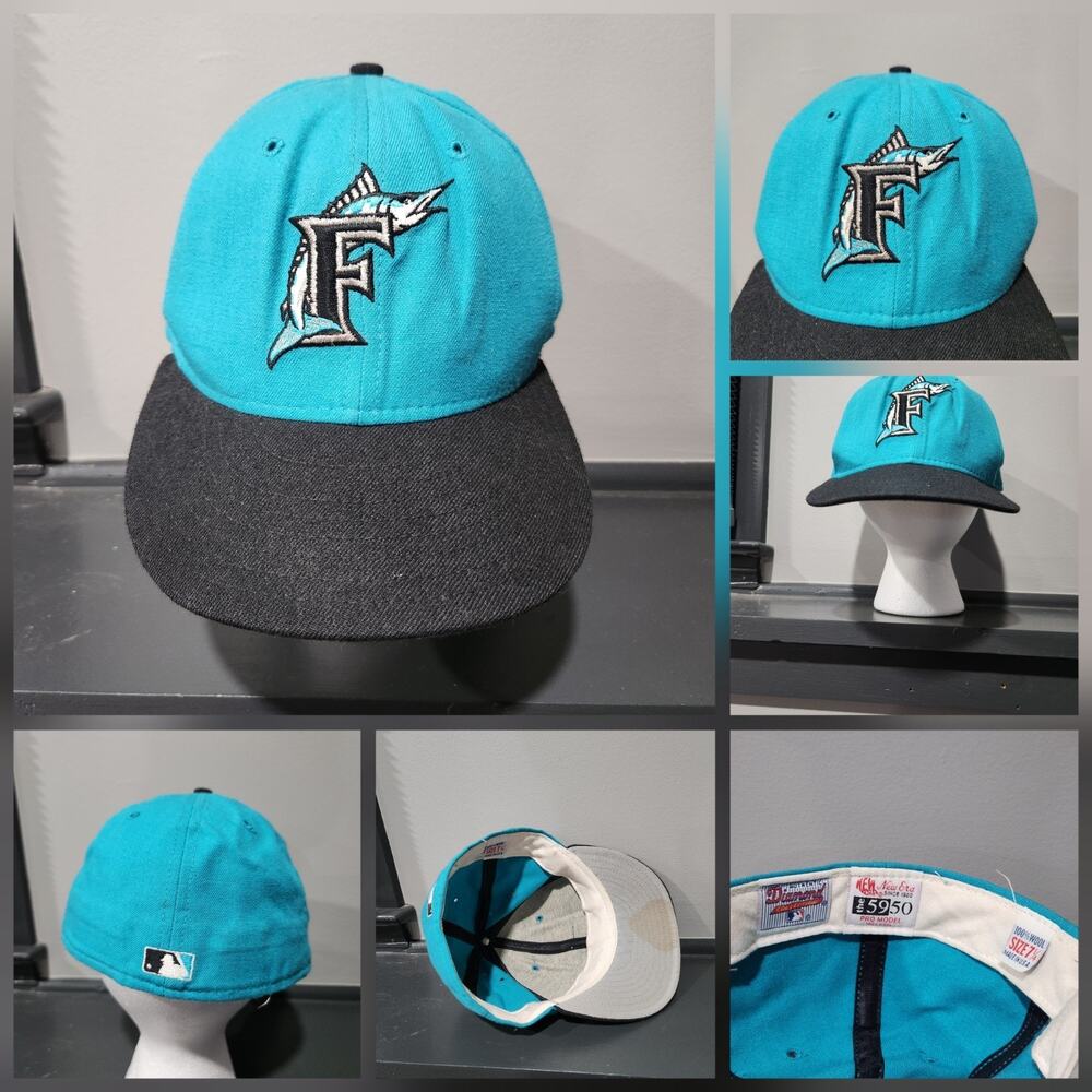 VTG Florida Marlins New Era 5950 Pro Model Diamond Wool Mens 7 1/4 USA Hat Cap‎